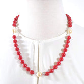 Red Shell Pearls With Cream Ascent Necklace. - FashionByTeresa